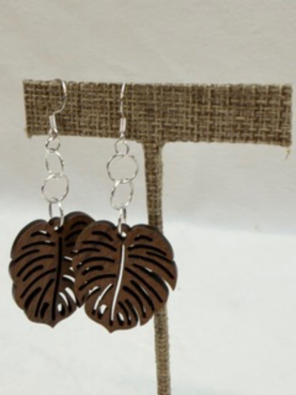Sterling silver plated monstera Hawaiian earring